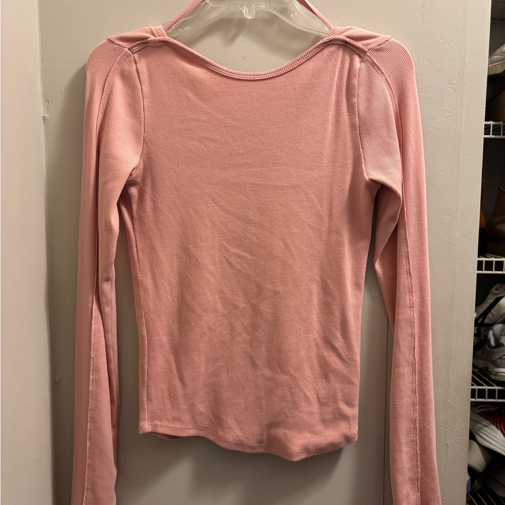Free People Pink Scoop Back Tee